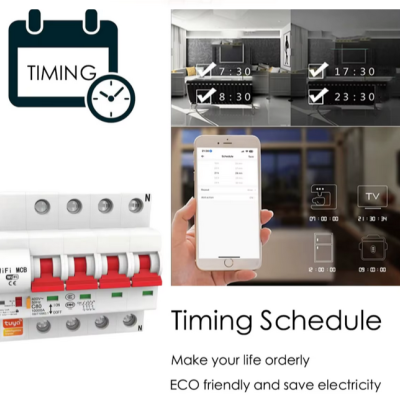 Disjuntor 4P  SCB04  Smart Tuya Wifi  1-63 amperes ajustável por télemovel com duas antenas.