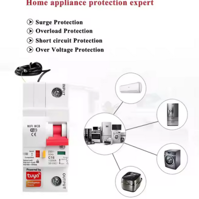 Disjuntor 1P SCB01  Smart Tuya Wifi  1-63 amperes ajustável por telémovel com duas antenas.