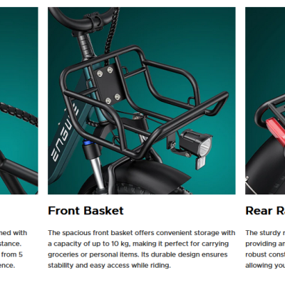 Bicicleta elétrica ENGWE L20 Boost 250W, Sensor de torque,  126 km autonomia. Velocidade máxima 25 km/h.  Suspensão dianteira.  Step-Thru E-bike.