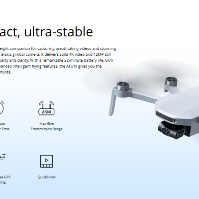 ATOM GPS Drone com Câmara 4K 3-eixos Gimbal, Transmissão de video de 6Km Rastreamento visual, Co ATOM GPS Drone com Câmara 4K 3-eixos Gimbal, Transmissão de video de 6Km Rastreamento visual, Co