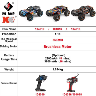 RC WLtoys 1:10 4WD 55Kmh 104018/104019