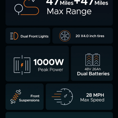 ENGWE M20  750W.  75 km + 75 km Alcance. Velocidade máxima 25 km/h. Suspensão dupla.  E-bike de longo alcance.