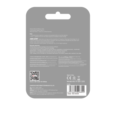 CARTÃO DE MEMÓRIA MICRO SD HIKSEMI HS-TF-DE1 32G