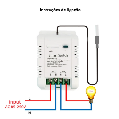 Interruptor Inteligente Tuya Smart Switch TYTE - D1   16A com sensor de temperatura à prova de àgua