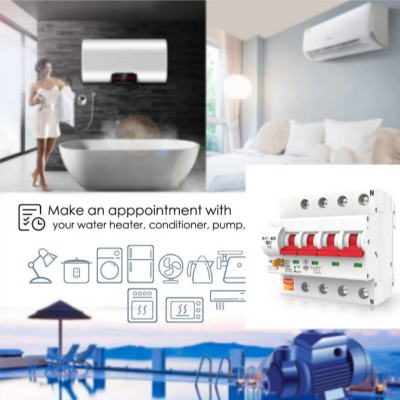 Disjuntor 4P  SCB04  Smart Tuya Wifi  1-63 amperes ajustável por télemovel com duas antenas.