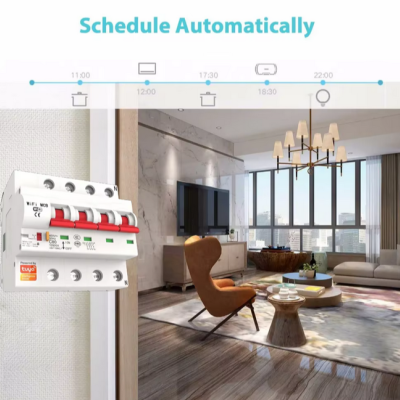 Disjuntor 4P  SCB04  Smart Tuya Wifi  1-63 amperes ajustável por télemovel com duas antenas.
