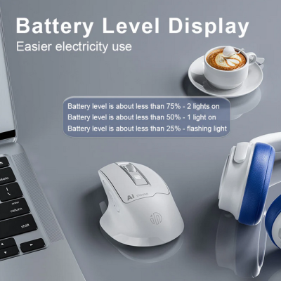 Rato Inphic S6  Wireless+Bluetooth AI  - Reconhecimento de Voz -Suporte de tradução inteligente.