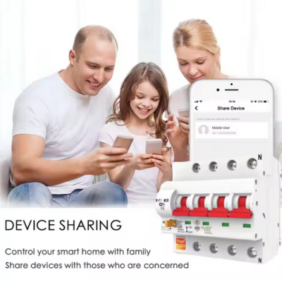 Disjuntor 4P  SCB04  Smart Tuya Wifi  1-63 amperes ajustável por télemovel com duas antenas.