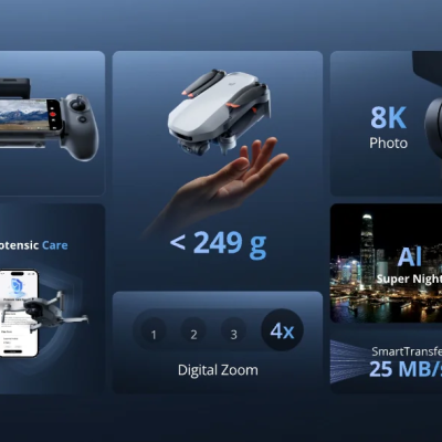 Drone Potensic ATOM 2 Gimbal 3 Eixos, vídeo 4 K/foto 8 K, 48Mp