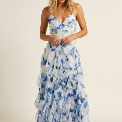 VESTIDO MAXI FLORAR AZUL