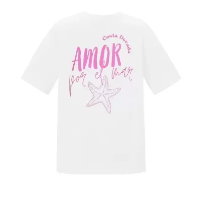 T-shirt  branca com estrela do mar nas costas