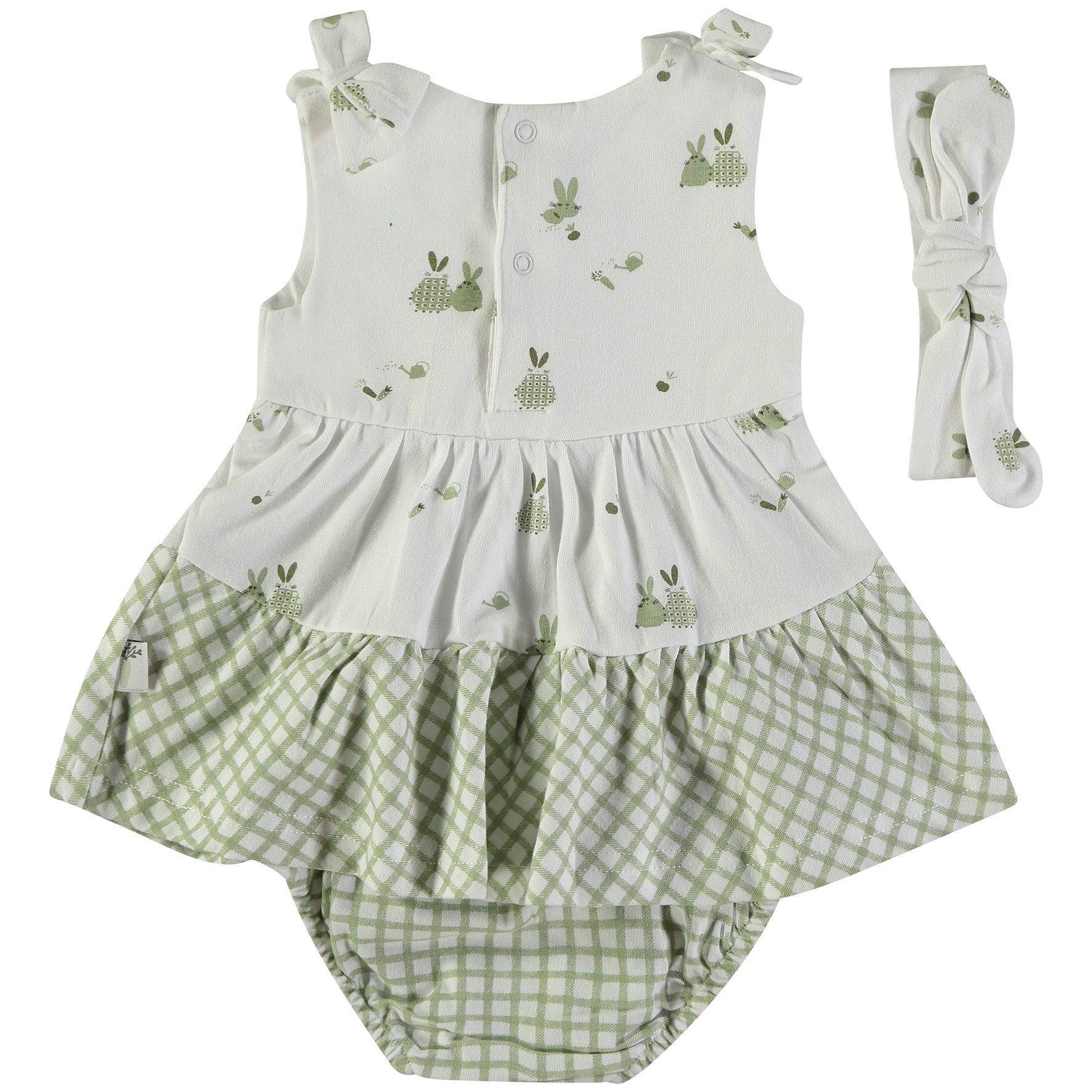 BABYBOL Vestido c/ Tapa Fralda + Fita Cabeça Coelhinhos