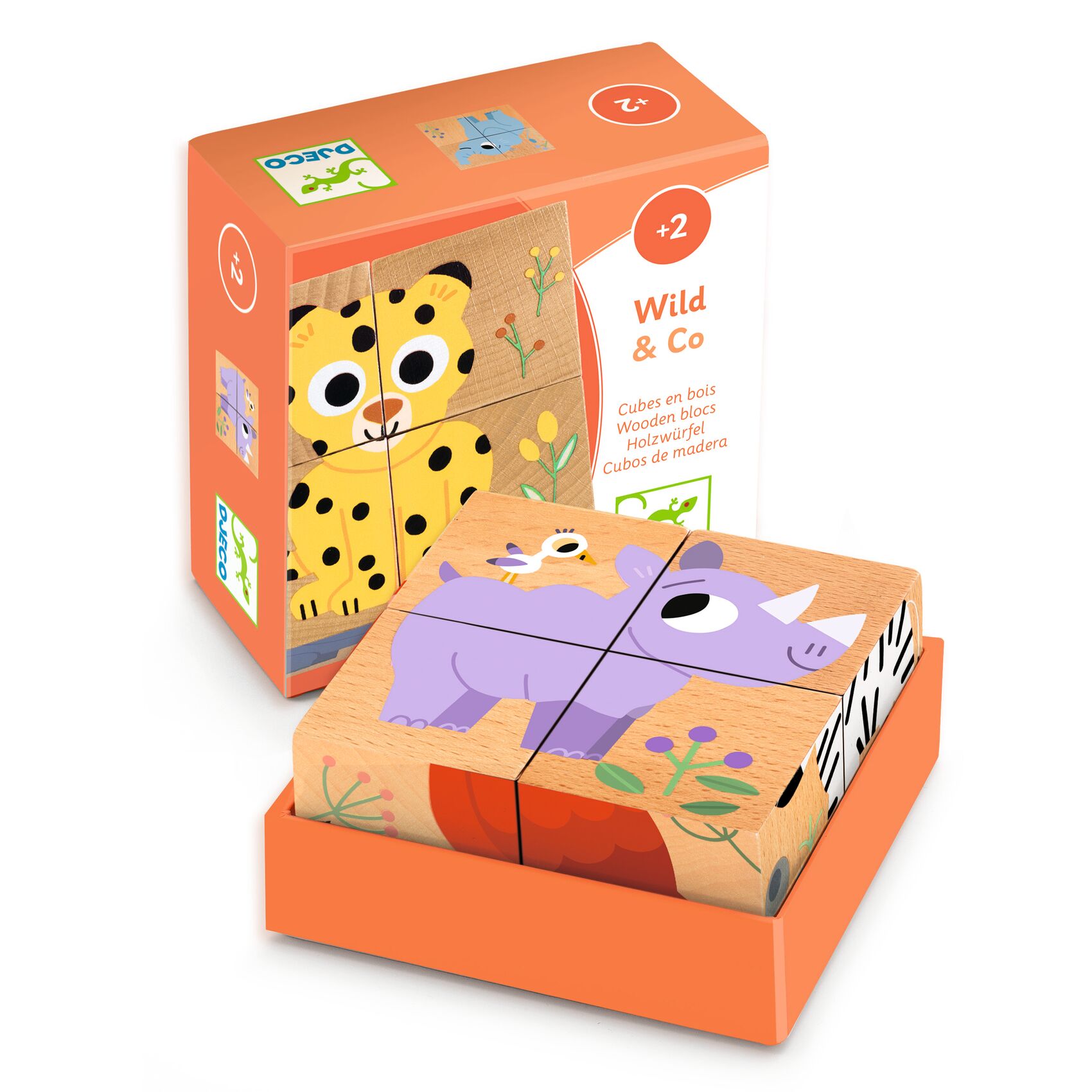 Wild & Co - Puzzle Cubos de Madeira com Animais