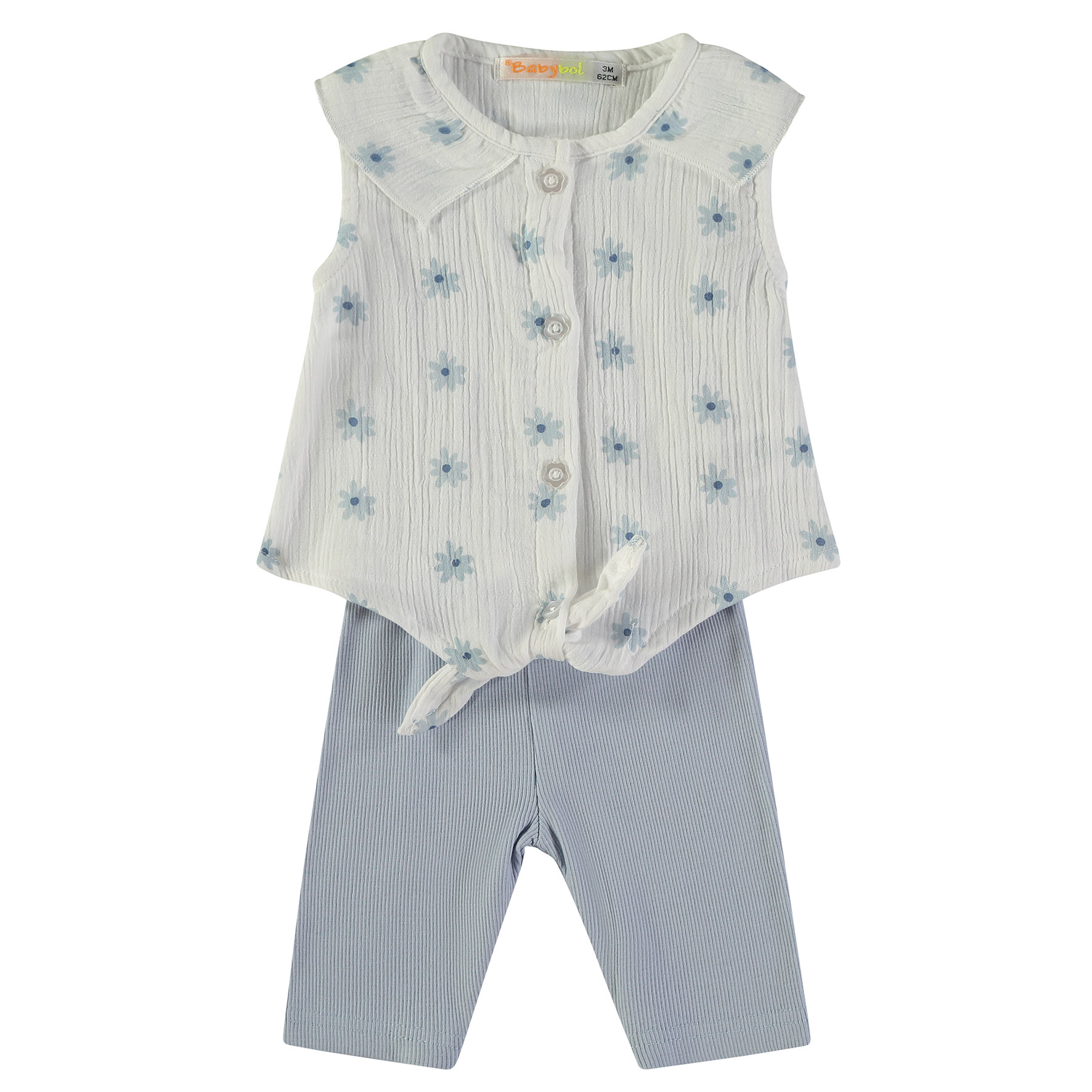 BABYBOL Conj. Calções Canelados c/ Blusa Flores