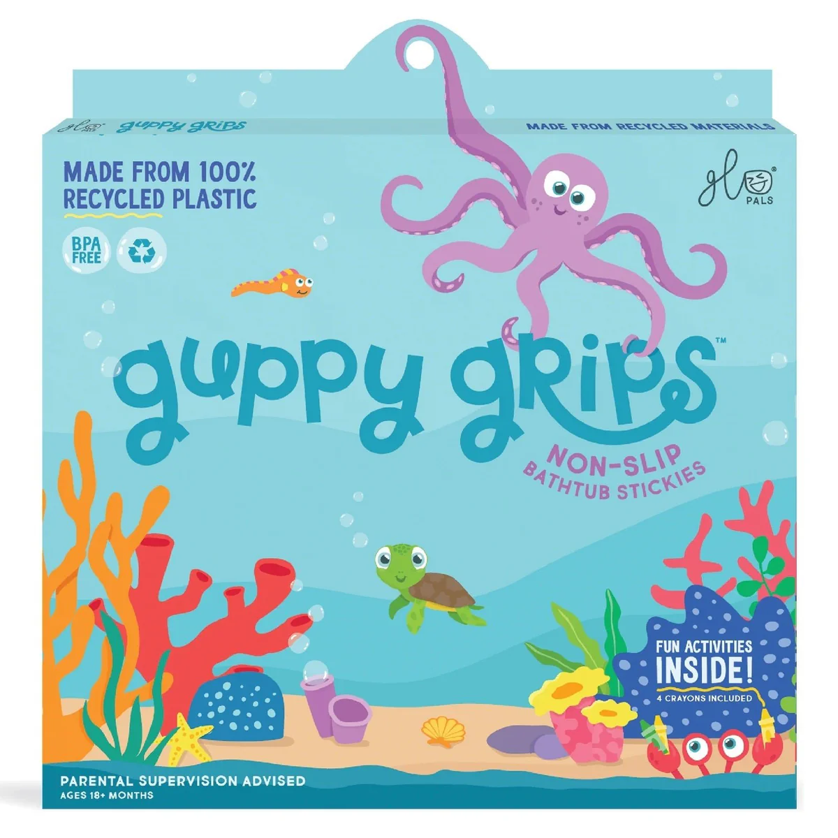 GloPals Anti deslizantes banho Guppy Grips