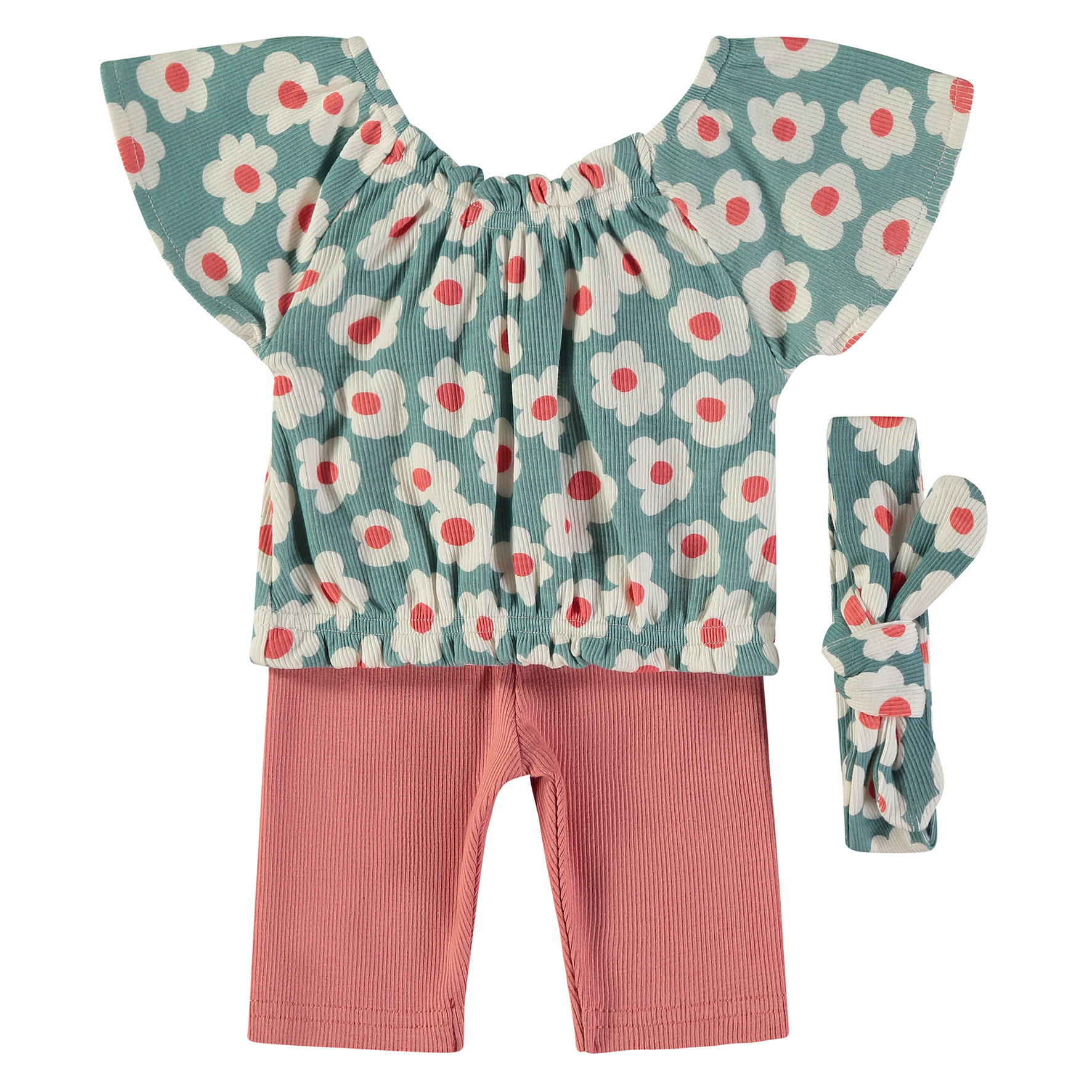 BABYBOL Conjunto 3 Pçs Canelado Flores