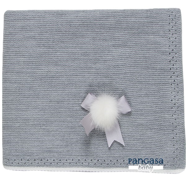Manta pompom cinzento Pangasa Baby
