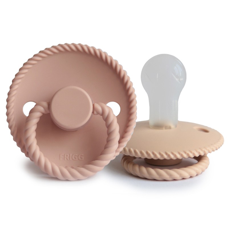Pack 2 Chupetas Block Silicone Rope Croissant/Blush 0+