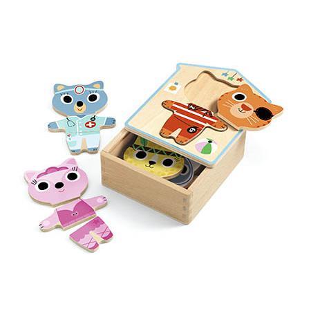 DJECO Dressup – mix: Puzzle Madeira Vestir Gatinhos