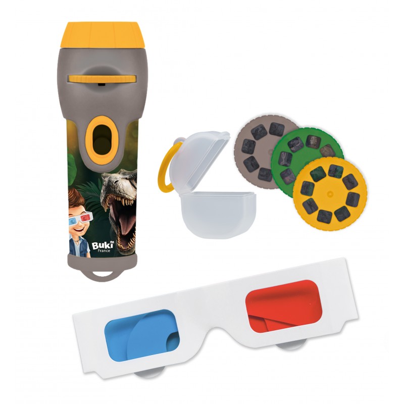 BUKI Mini Projector c/ 24 Imagens e Óculos 3D Dinossauros