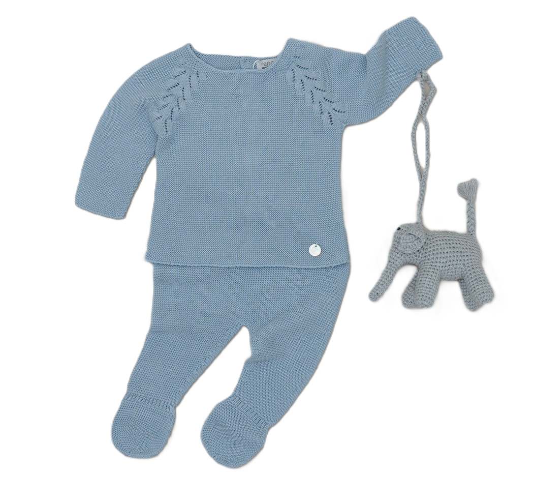 Conjunto 1a roupa bebé menino azul liso Pangasa Baby