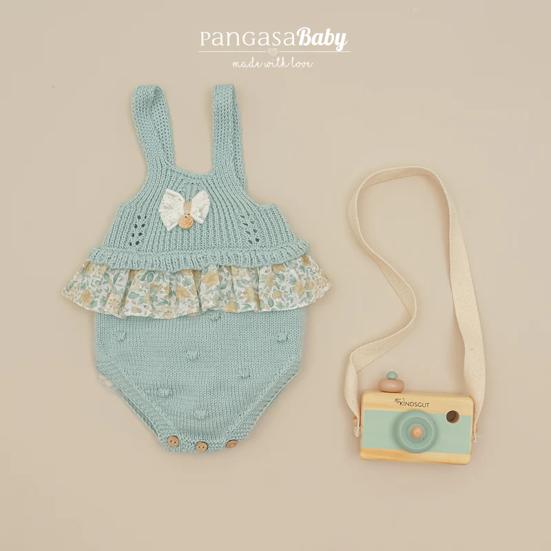 PANGASA Jardineiras Malha Verde Flores