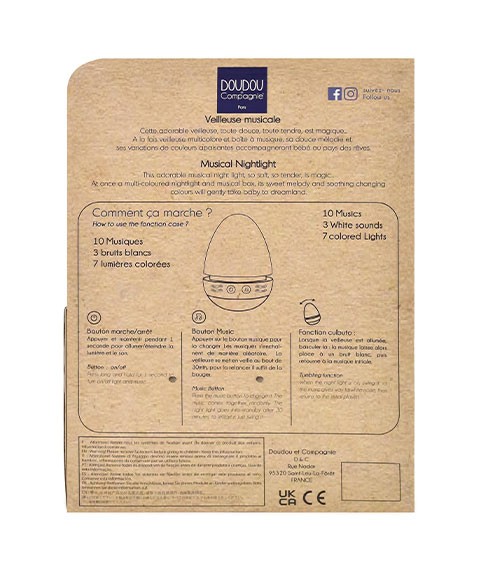 Doudou musical luz noturna coelho Doudou et Compagnie