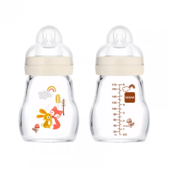 MAM biberão Feel Good vidro 170 ml Neutro - 0+ meses