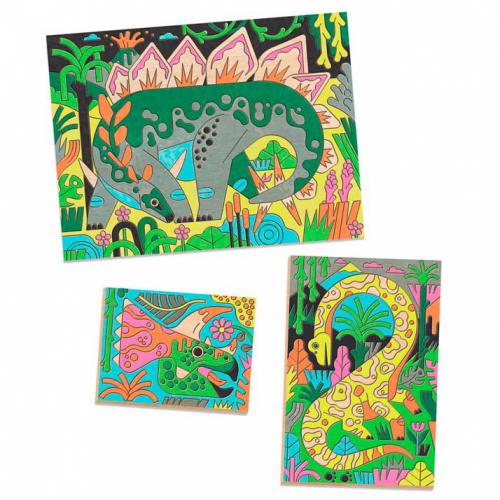 DJECO Mundo dos Dinossauros - Atividade p/ Colorir Madeira