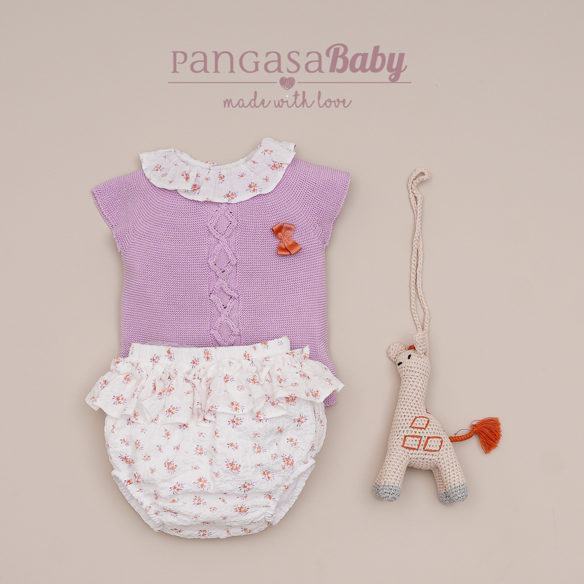 PANGASA Conj. 2 Pçs Bebé Menina Flores Lilás