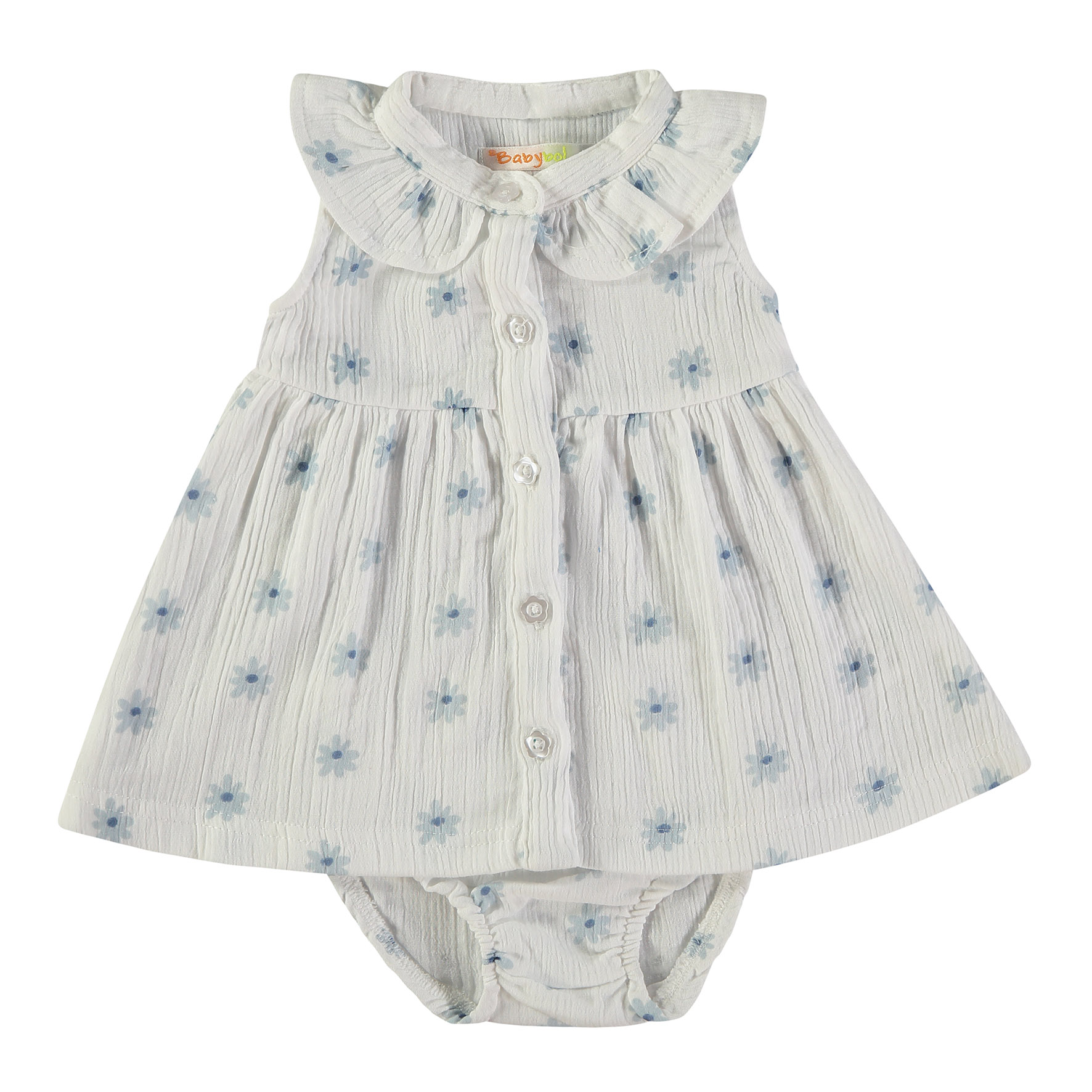 BABYBOL Vestido Algodão Flores Azuis