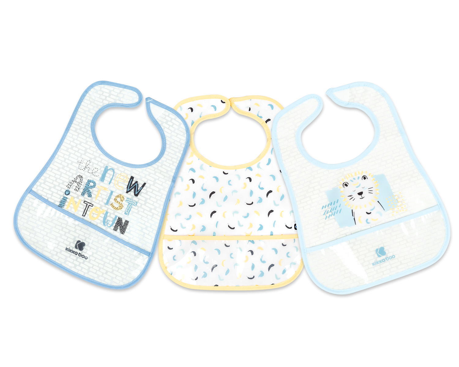 KIKKABOO Conj. 3 Babetes Impermeáveis Arty Blue