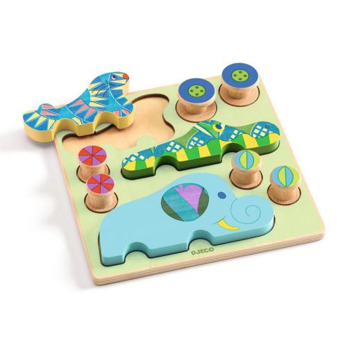 DJECO Puzz & Roll Bariolo Puzzle de Madeira c/ Animais