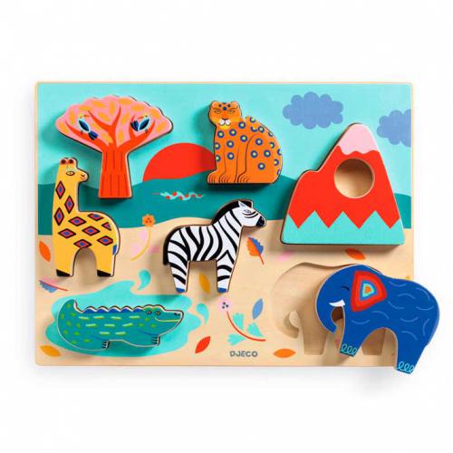 DJECO Savana Story Jogo Encaixe Animais da Selva