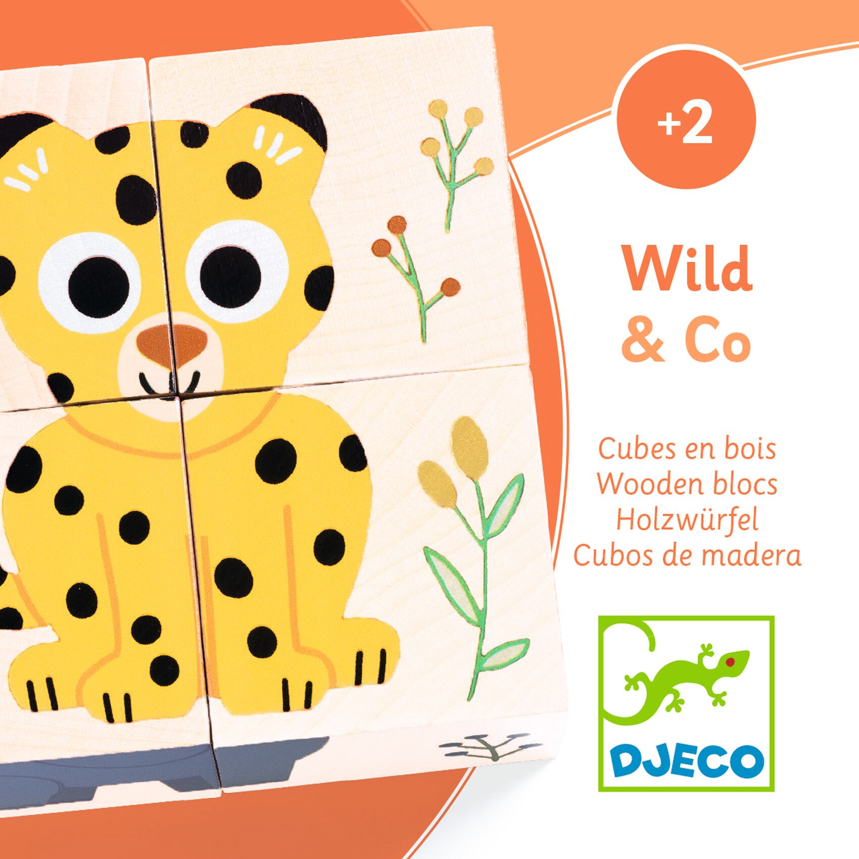 Wild & Co - Puzzle Cubos de Madeira com Animais