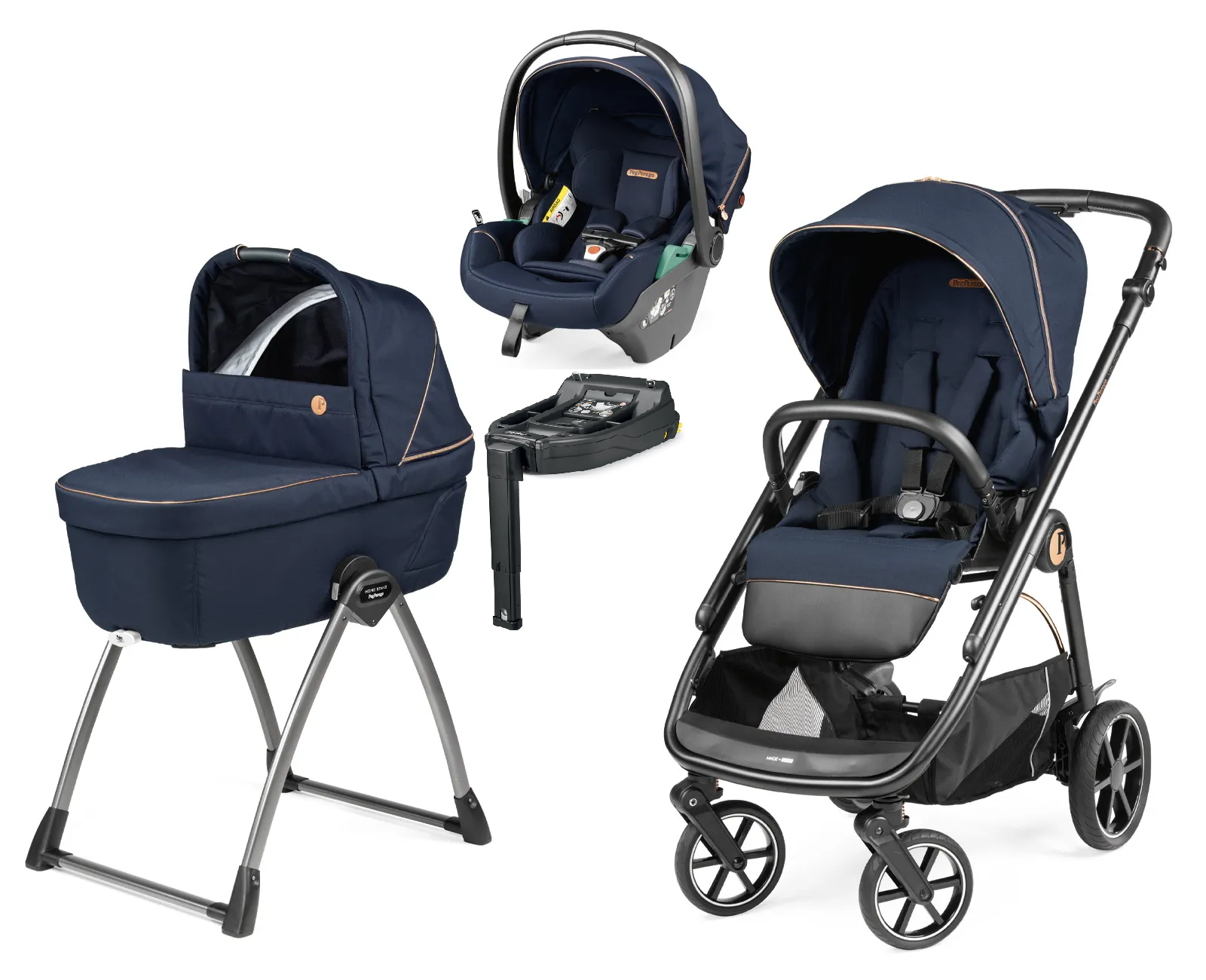 TRIO Carrinho + Alcofa + Cadeira Auto Blue Shine PegPerego - ARTIGO EXPOSIÇÃO