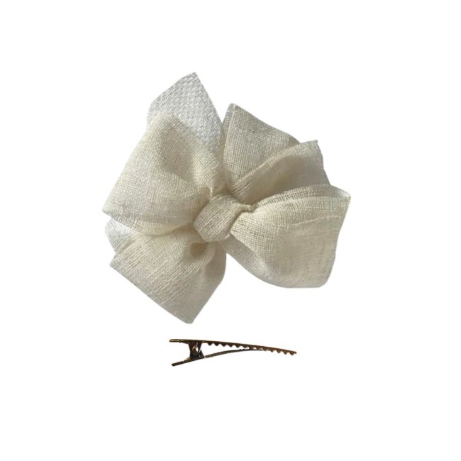 Laço pinça linho branco cru