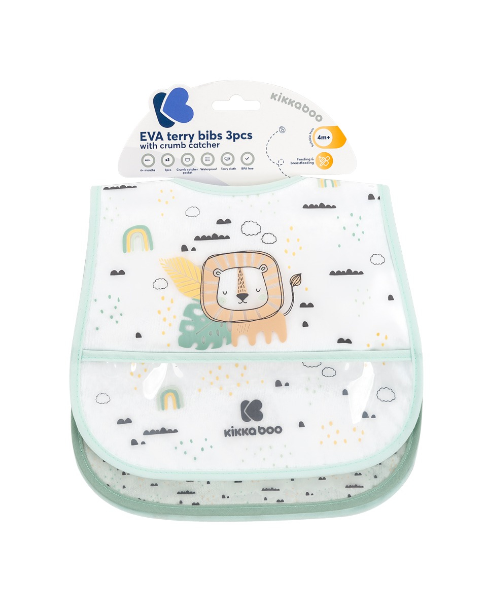 KIKKABOO Conj. 3 Babetes Impermeáveis Savanna Menta