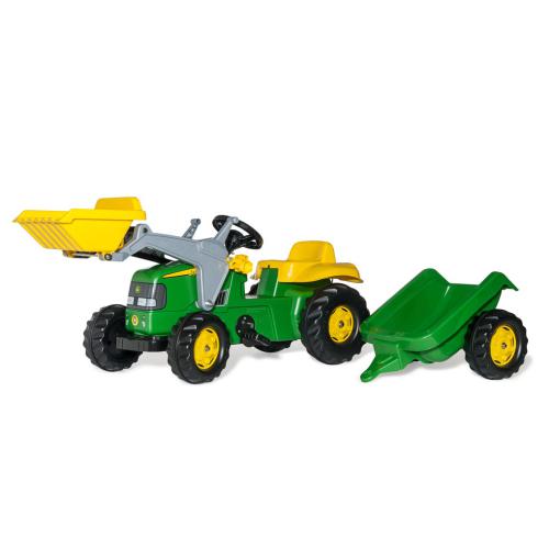 Tractor JOHN DEERE ROLLYKID com atrelado e pá carregadora ROOLYTOYS