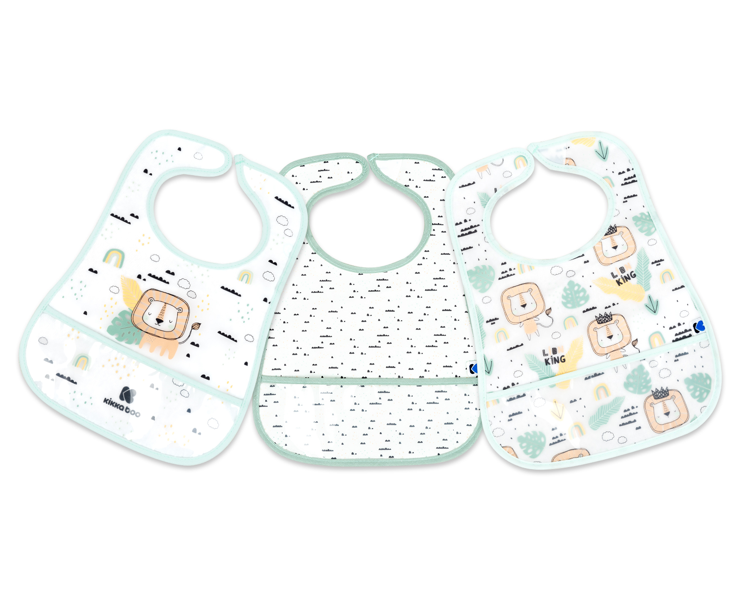 KIKKABOO Conj. 3 Babetes Impermeáveis Savanna Menta