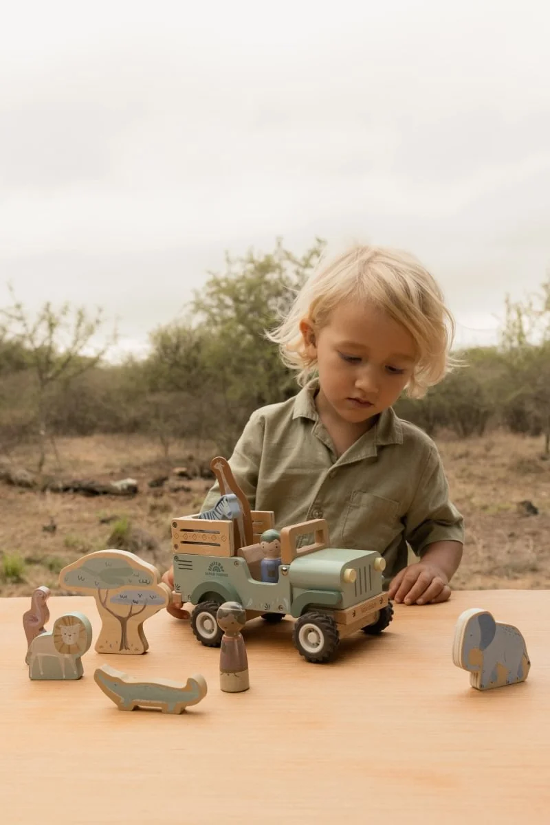 LITTLE DUTCH Carro Safari Madeira c/ Animais