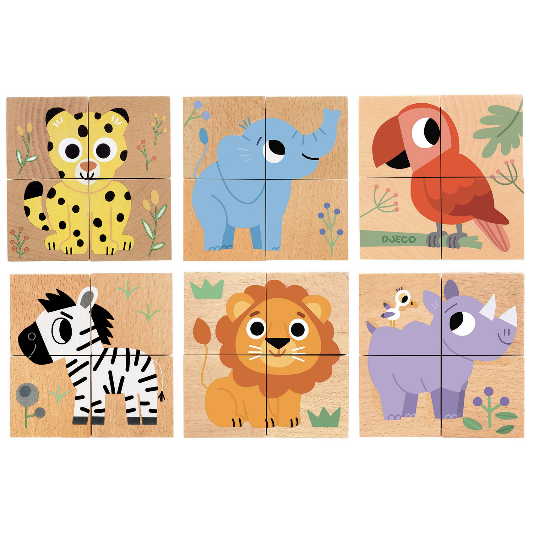 Wild & Co - Puzzle Cubos de Madeira com Animais