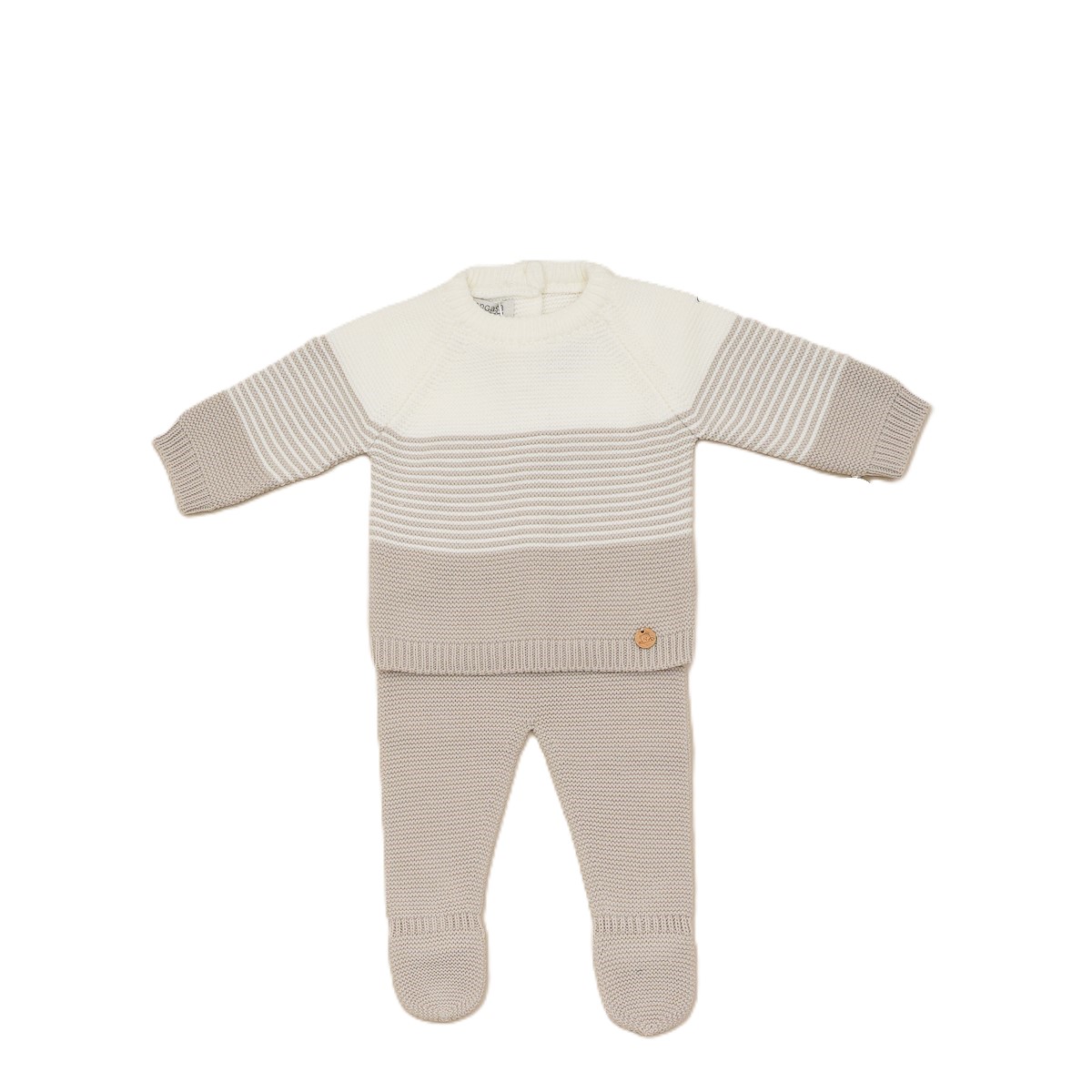 Conjunto bebé menino riscas bege Pangasa