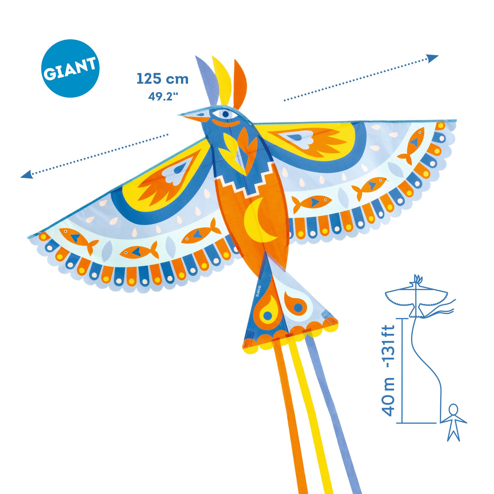 Maxi Bird - Papagaio com Formato Pássaro 125 cm