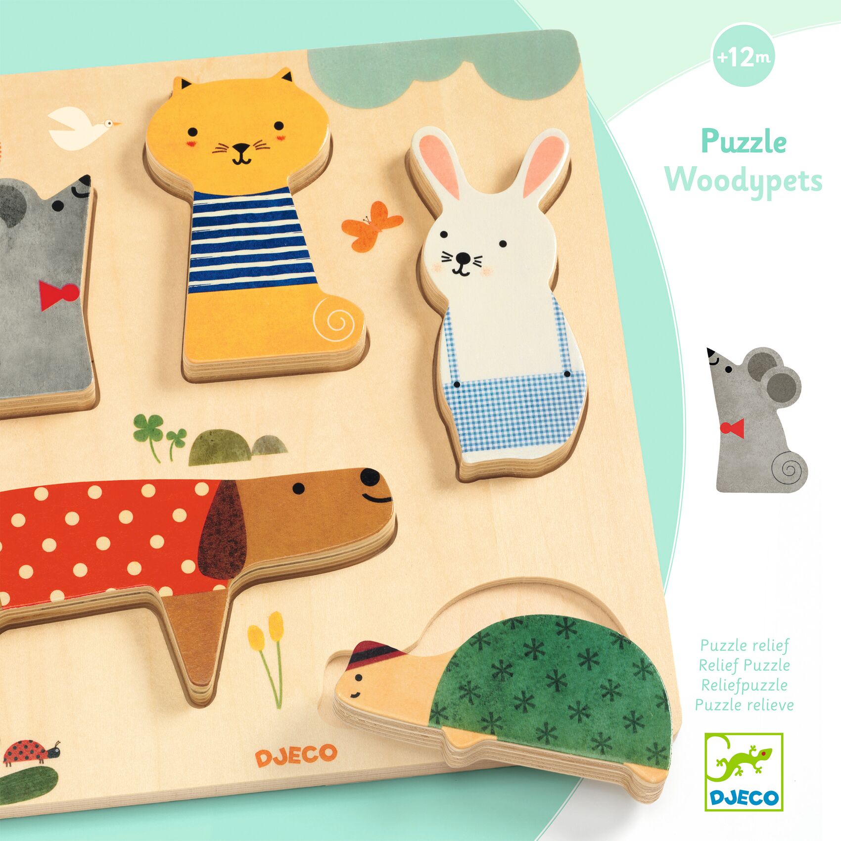 Woodypets - Puzzle Madeira para  Encaixar e Empilhar