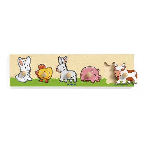 DJECO Farm n co: Puzzle Madeira c/ Pega Animais da Quinta