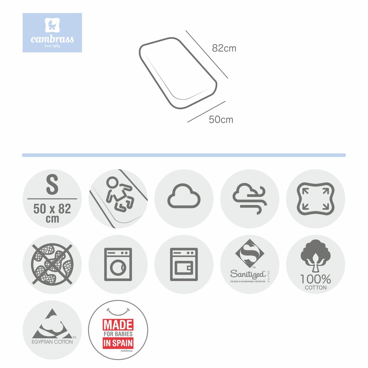 Lençol Ajustável Branco Liso 50x82cm