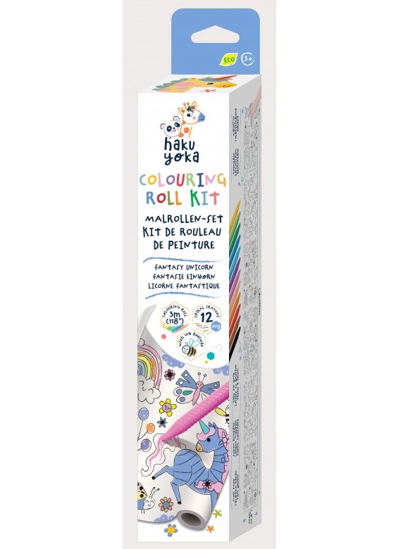 Rolo colorir Unicórnios com lápis de cera Halu Yoka