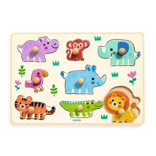 DJECO Hippo n Co Puzzle c/ Pega Animais da Selva