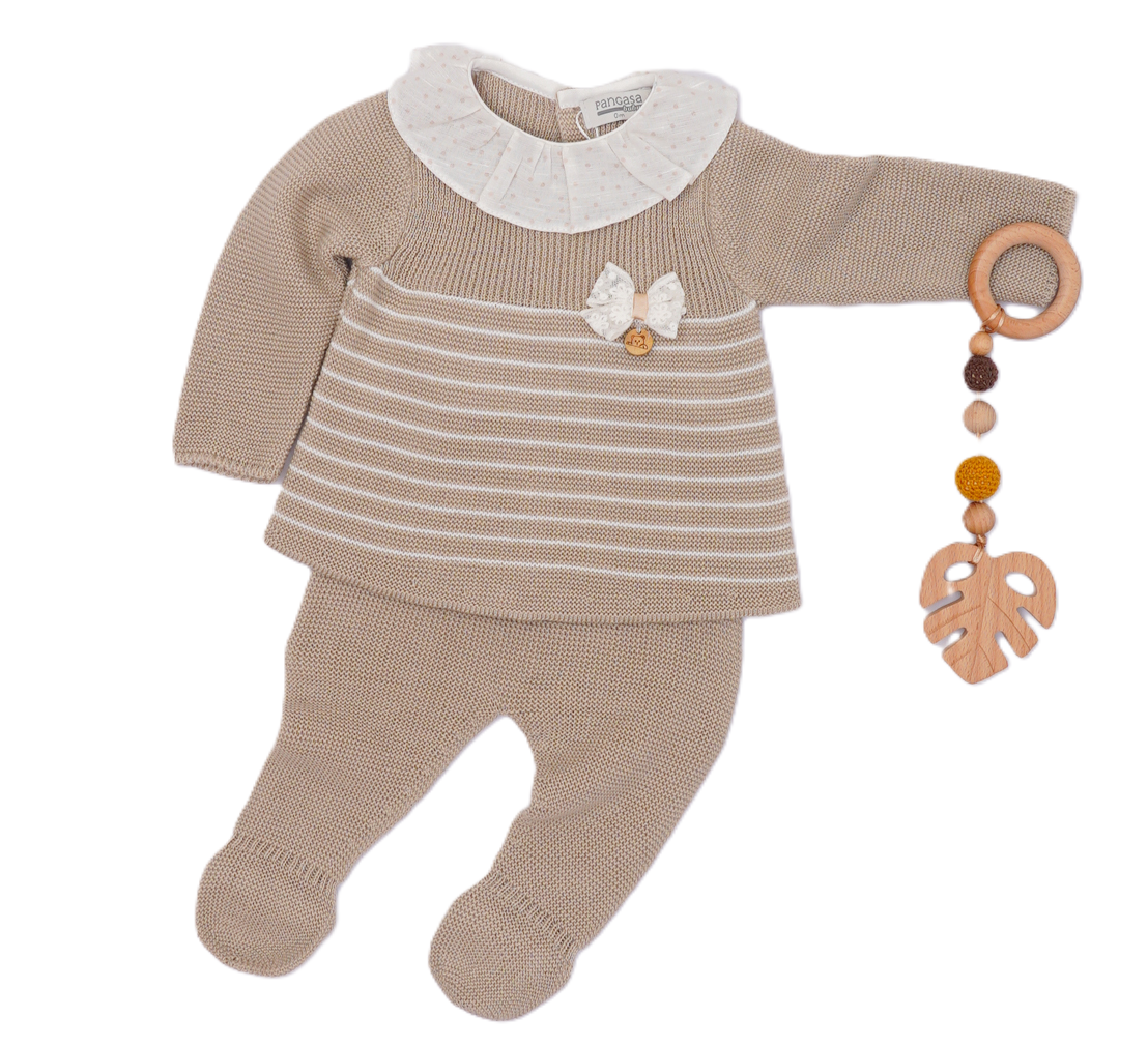 Conjunto 1a roupa bebé menina camel  Pangasa Baby